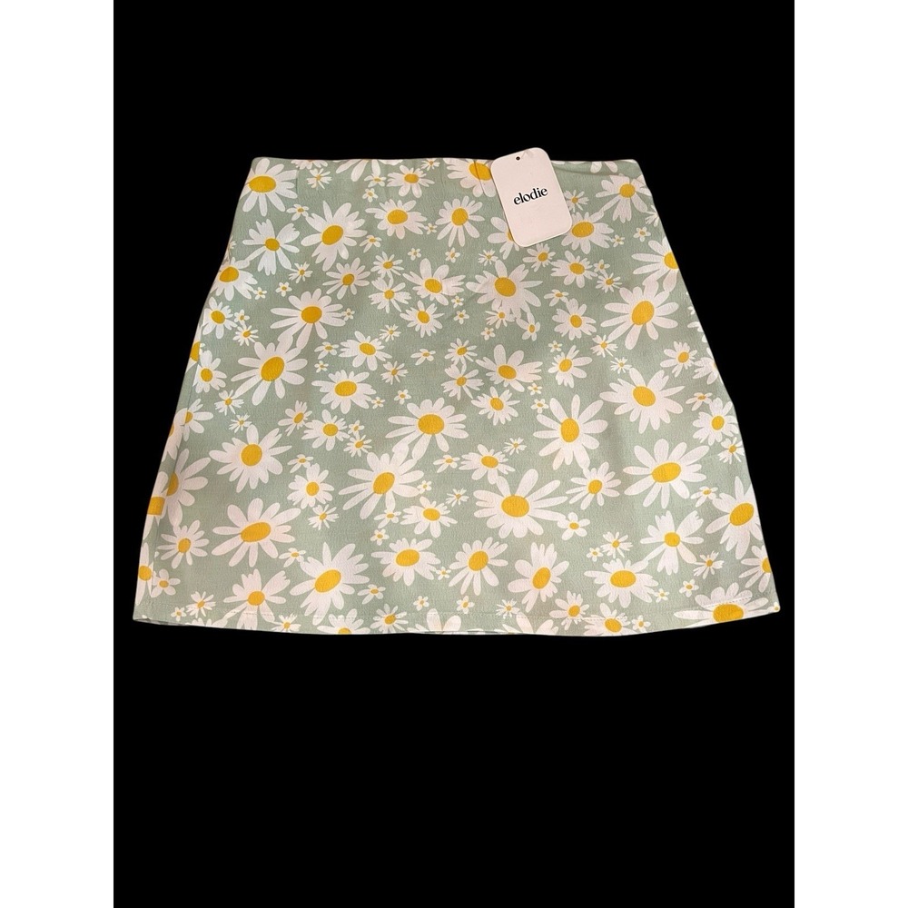Elodie Skirt Womens Small Green Yellow White Daisy Mini Skirt‎